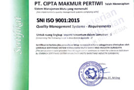 Sertifikat SNI ISO 9001 ; 2015-01